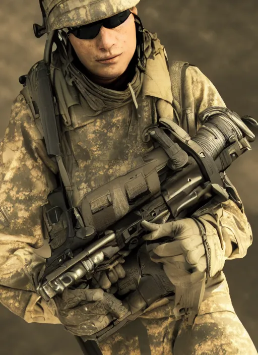 Prompt: war soldier, high developed equipment, futuristic, vicious, ultra realistic, 8K resolution, film grain,