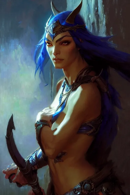 Prompt: female night elf portrait dnd, painting by gaston bussiere, craig mullins, greg rutkowski, yoji shinkawa