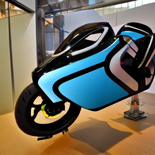 Image similar to electric motor motorcycle, prototype demo at the hall of science