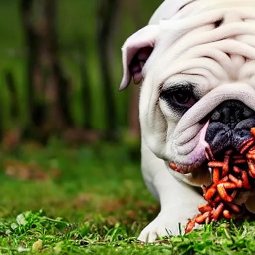 Image similar to bulldog eats worms