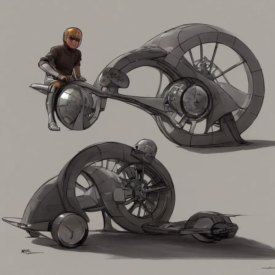 Image similar to a beautiful concept art of futuristic monowheel with rider sitting inside by ralph mcquarrie, trending on artstation.