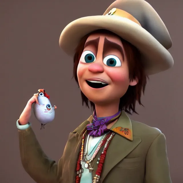 Image similar to johnny depp as a pixar disney character from up 2 0 0 9 unreal engine octane render 3 d render photorealistic