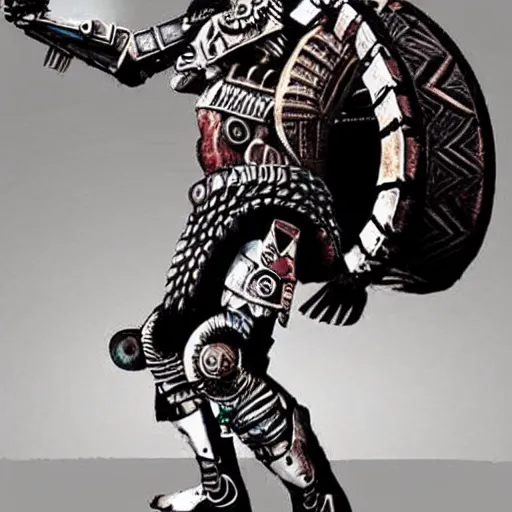 Prompt: : unreal aztec cyborg warrior