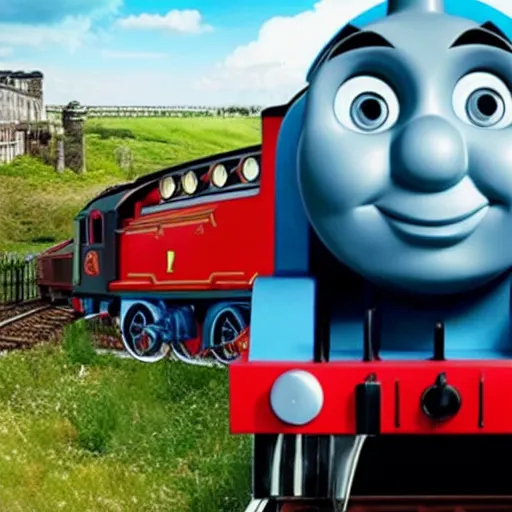 Image similar to thomas the tank engine as greta thunberg