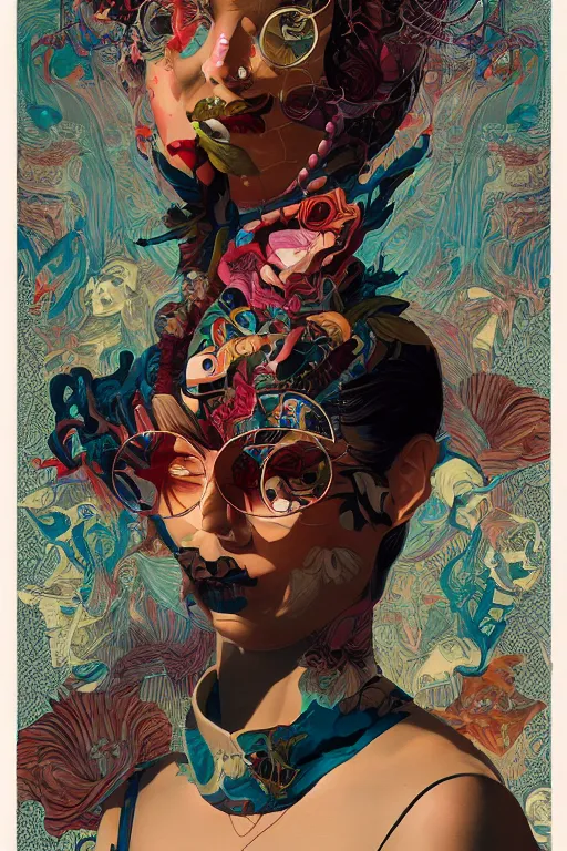 Image similar to Tristan Eaton, victo ngai, peter mohrbacher, artgerm Asura portrait