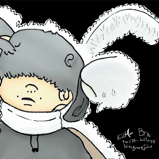 Prompt: little boy wearing sheep suit. white, gray, blue, green and brown pallet color. made in abyss art style, inspired in chris from deltarrune, high details