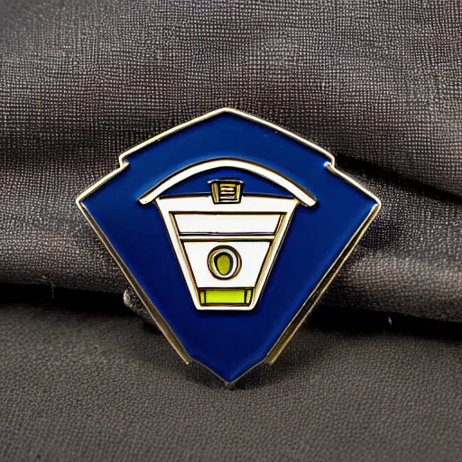 Image similar to a diamond enamel pin fire station, smooth curves