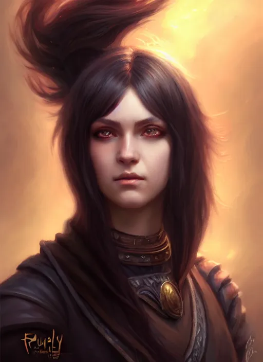 Image similar to a _ fantasy _ style _ portrait _ painting _ of young adult, black fringe hair, round face, rpg dnd oil _ painting _ unreal _ 5 _ daz. _ rpg _ portrait _ extremely _ detailed _ artgerm _ greg _ rutkowski _ greg