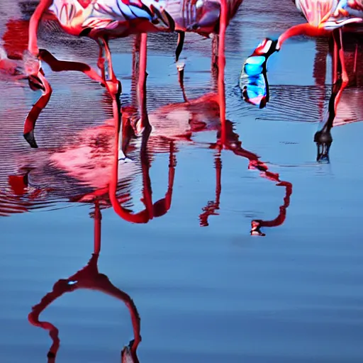 Prompt: flamingo rich simmons reflections