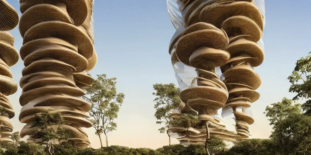 Image similar to sinuous mushroom tower residence