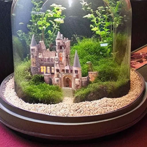 Prompt: castle inside a beautiful terrarium