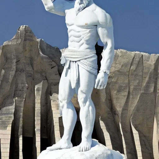 Image similar to kratos statue north korea style