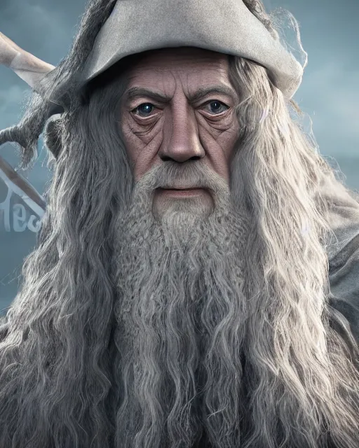 Image similar to jesus christ as gandalf the gray, character art, by various concept artists, redshift render, hyperrealistic face, photorealistic render