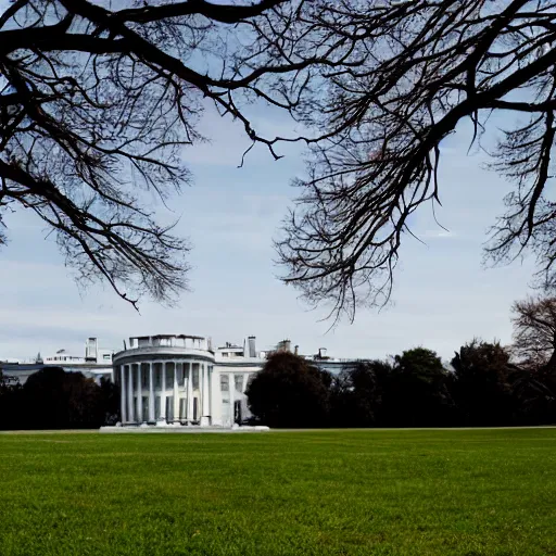 Prompt: ufo lands on whitehouse lawn