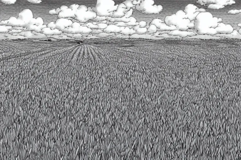 Prompt: A beautiful and detailed landscape of fields of grass and wheat from Vinland Saga , ghibli style, illustration, anime, trending on artstation