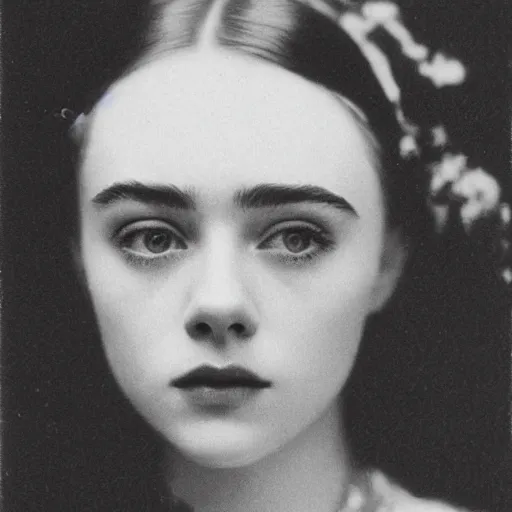 Image similar to headshot edwardian photograph of elle fanning, scarlett johansson, lily collins, barbara palvin, 1 9 2 0 s film actress, realistic face, 1 9 1 0 s, grainy, victorian, detailed, soft blur