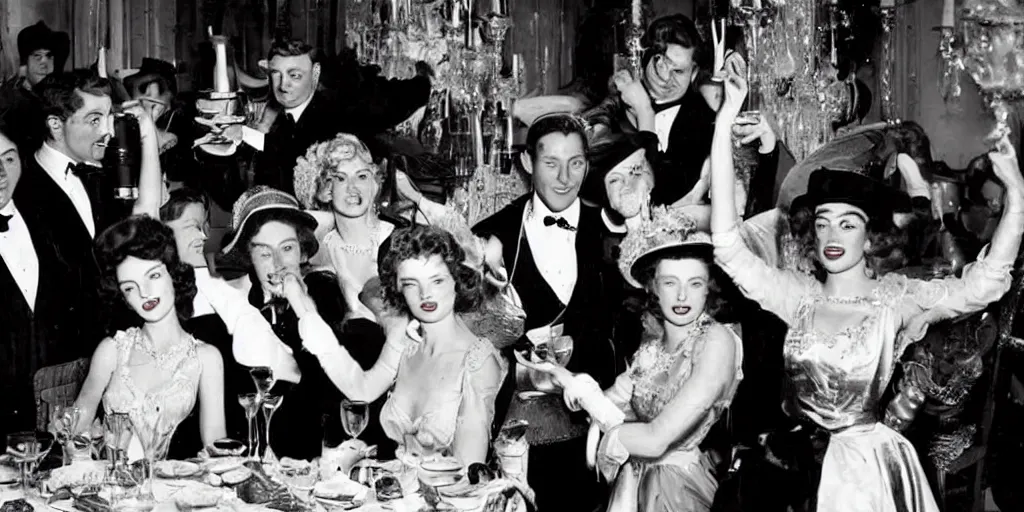 Image similar to venereal parties during the golden age of hollywood