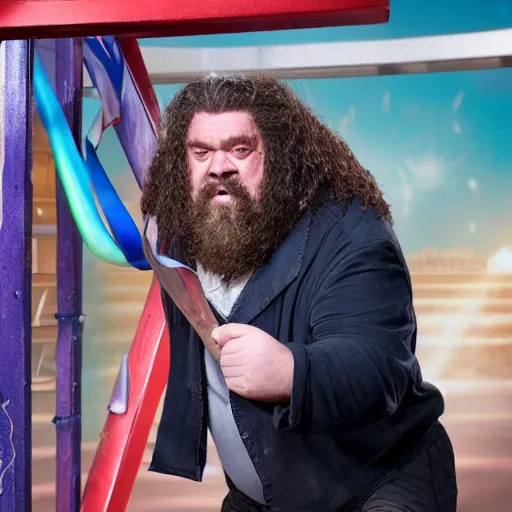 Prompt: Hagrid as American Ninja Warrior Contestant