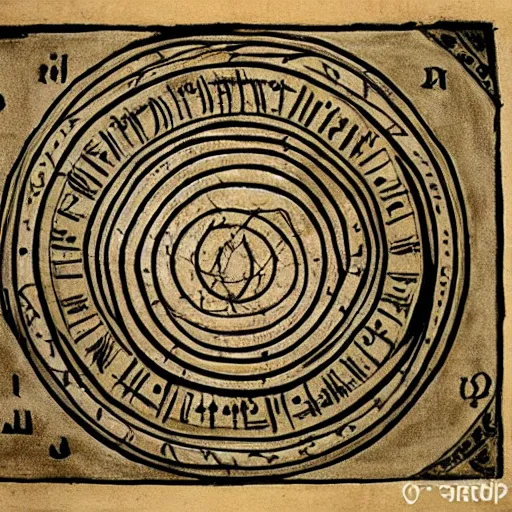 Image similar to detailed sigil drawing upon the power of yog - sothoth - from the 8 th century b. c. e. egyptian papyri version of the necronomicon. the demotic text speaks of a prophecied of a hypersigil called dataplex ouroboros that will awaken and unite the world's.