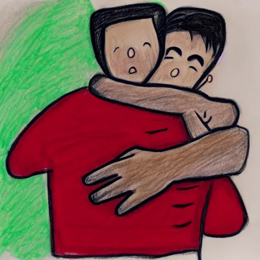 crying hug drawing