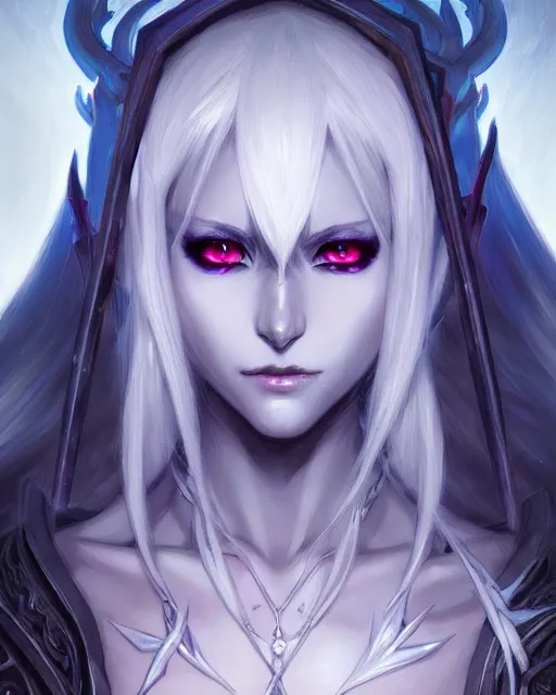 Prompt: portrait of an anime female drow necromancer, hd, illustration, epic, d & d, fantasy, intricate, elegant, highly detailed, digital painting, artstation, concept art, smooth, sharp focus, illustration, art by artgerm and greg rutkowski and alphonse mucha, monster hunter illustrations art book