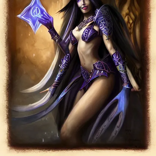 Image similar to dark elf sorceress casting prismatic spells, magic the gathering, portrait, detailed