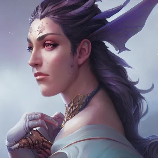 Image similar to star goddess, d & d, fantasy, portrait, highly detailed, digital painting, trending on artstation, concept art, sharp focus, illustration, art by artgerm and greg rutkowski and magali villeneuve