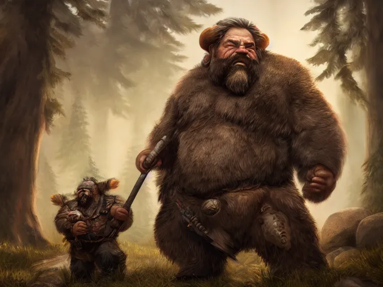 Dwarf fights Grizzly Bear, RPG Portrait, Oil Painting, | Stable ...