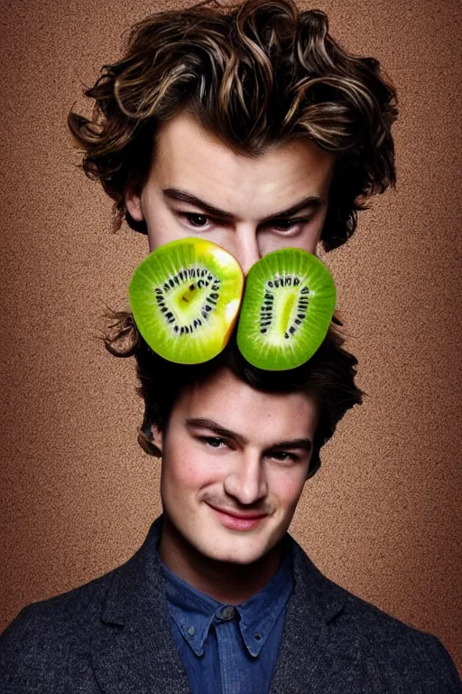 Image similar to 📷 joe keery in kiwi fruit 🥝, made of food, head portrait, dynamic lighting, 4 k