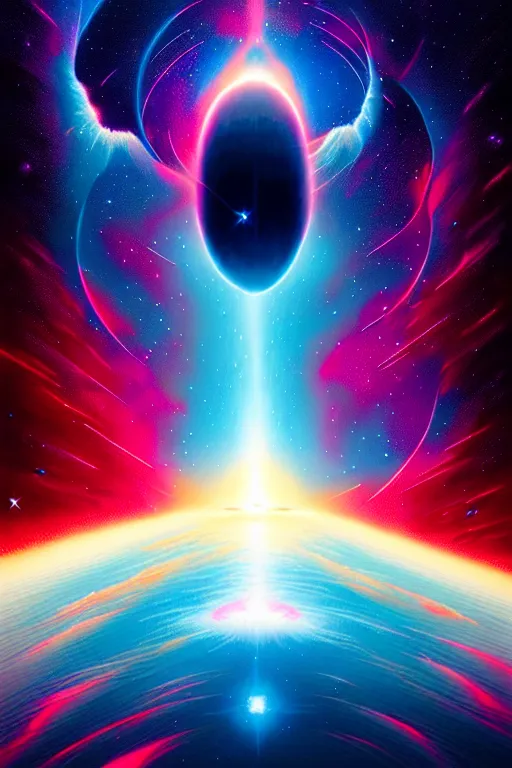 Image similar to celestial collision, birth of a star by christopher balaskas and dan mumford, hyperrealistic, high detail, ultra detailed, space, nebula, sharp focus, stellar formation, astronomy, science