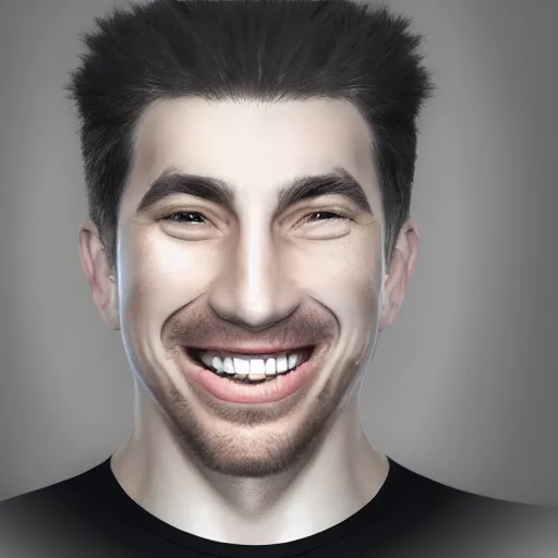 Image similar to a men with a large distorted smile, ultra realistic, photorealiste, portrait photo