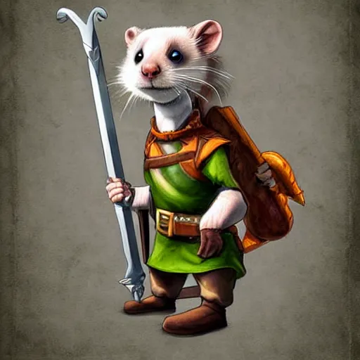 Image similar to A ferret dressed up as Link from Legend of Zelda, digital art, detailed