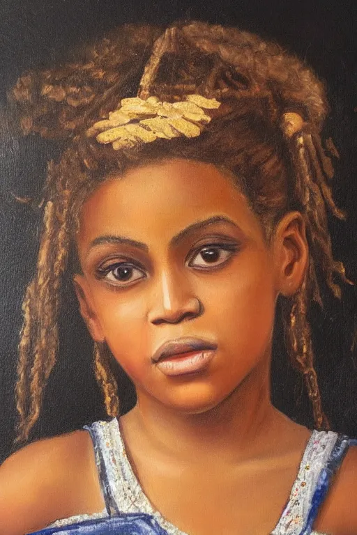 Prompt: portrait of Beyoncé as a girl from ancient Greece, oil painting