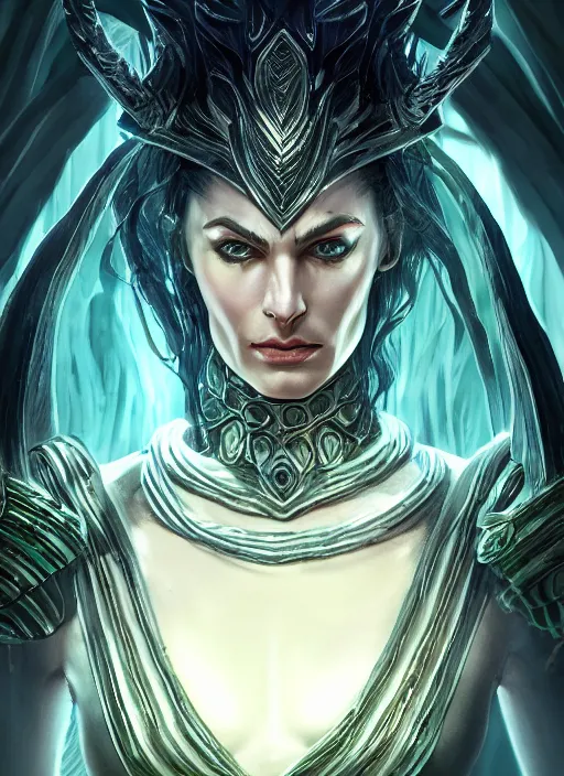 Image similar to hela goddess, ultra detailed fantasy, elden ring, realistic, dnd character portrait, full body, dnd, rpg, lotr game design fanart by concept art, behance hd, artstation, deviantart, global illumination radiating a glowing aura global illumination ray tracing hdr render in unreal engine 5