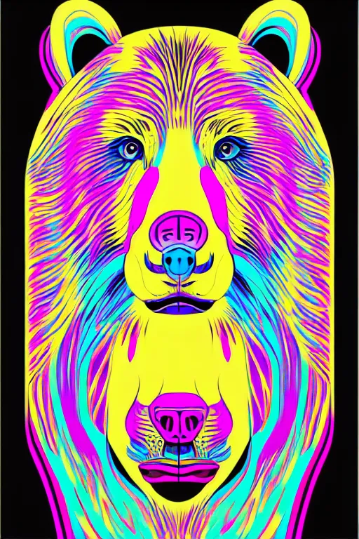 Image similar to minimalist boho style art of a colorful bear, illustration, vector art