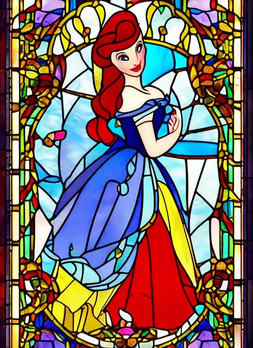 Disney Sleeping beauty stain glass window. Stock Illustration by