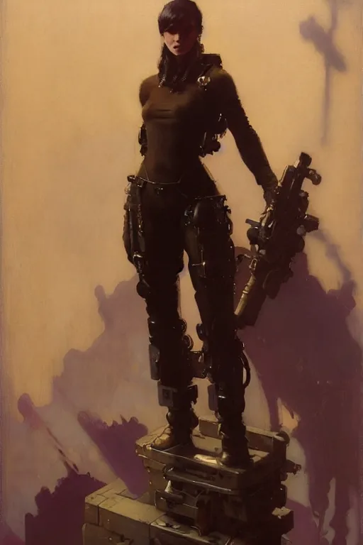 Image similar to full character portrait max mad cyberpunk, machinist tech solider girl character design, painting by gaston bussiere, katsuya terada, nc wyeth, greg rutkowski, craig mullins, vermeer, frank frazetta, tom of finland, trending on artstation, jeffery catherine jones