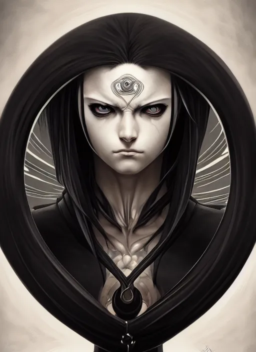 Image similar to symmetry!! portrait of pain from naruto, dark, intricate, elegant, highly detailed, digital painting, artstation, concept art, smooth, sharp focus, illustration, art by artgerm and greg rutkowski and alphonse mucha