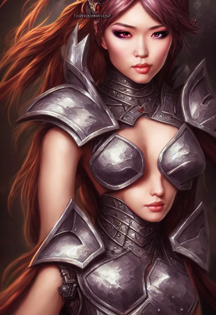 Prompt: sakimi chan, fantasy armor, detailed face, tony sart, hyper realistic