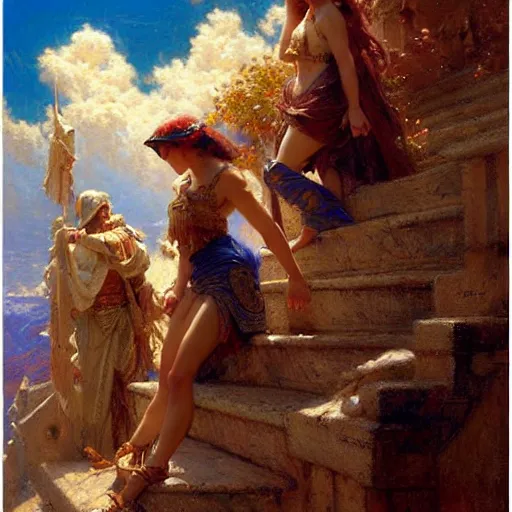 Image similar to stairway to heaven. highly detailed painting by gaston bussiere, craig mullins, j. c. leyendecker 8 k