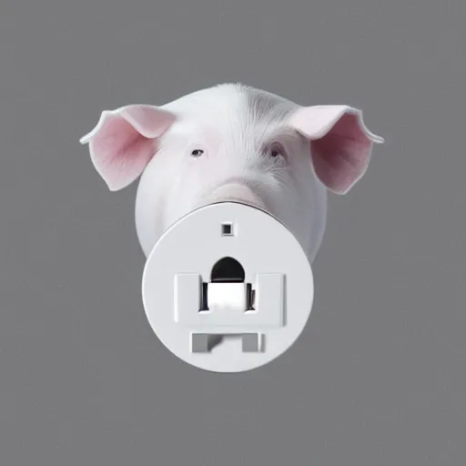 Image similar to A white pig with an european socket outlet as snout