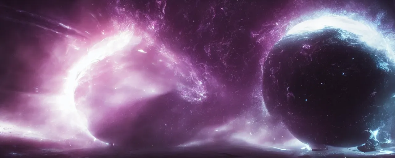 Image similar to a dark epic swirling galaxy, space scene, dark scifi, unreal engine, octane render, volumetric lighting