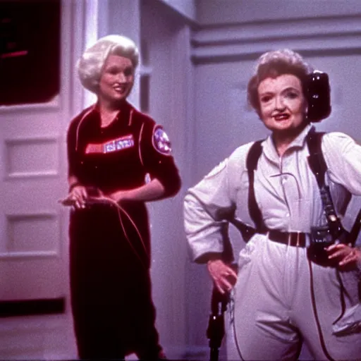 Image similar to stunning awe inspiring betty white as a ghostbuster in the movie ghostbusters, movie still 8 k hdr atmospheric lighting
