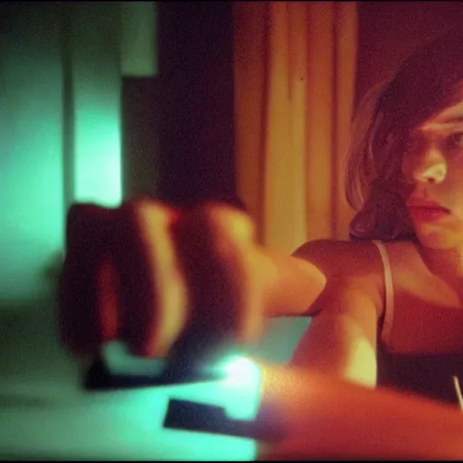 Image similar to movie still of cyborg girl, cinematic composition, cinematic light, criterion collection, by gaspar noe