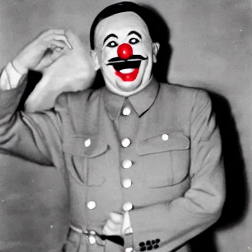 Image similar to happy smiling hitler in clown makeup