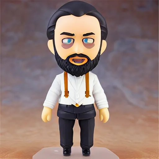 Image similar to high quality portrait flat matte painting of van Gogh in the style of nendoroid and Toon toys , flat anime style, thick painting, medium close-up