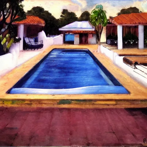 Prompt: a pool heraldo ortega