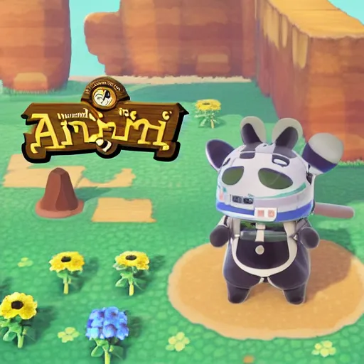 Prompt: a small animal robot in the style of studio ghibli and animal crossing