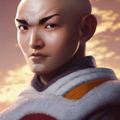 Image similar to a portrait of Aang , made by Stanley Artgerm Lau, WLOP, Rossdraws, ArtStation, CGSociety, concept art, cgsociety, octane render, trending on artstation, artstationHD, artstationHQ, unreal engine, 4k, 8k,