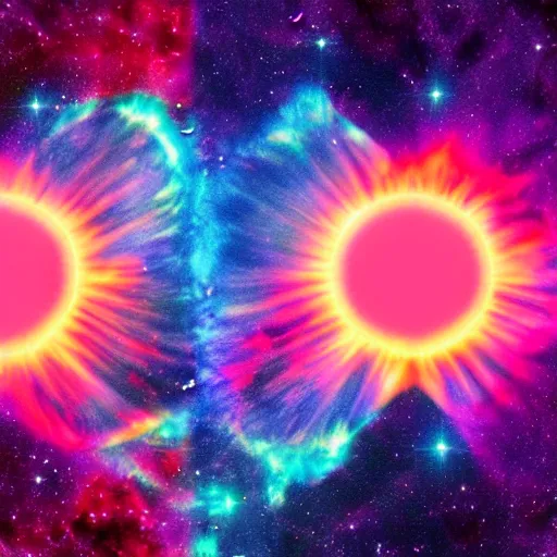 Prompt: vaporwave nebula explosion, two suns!!